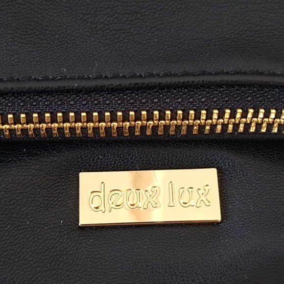 Vegan Leather Deux Lux Black Fringe Crossbody NWOT - Picture 2 of 7